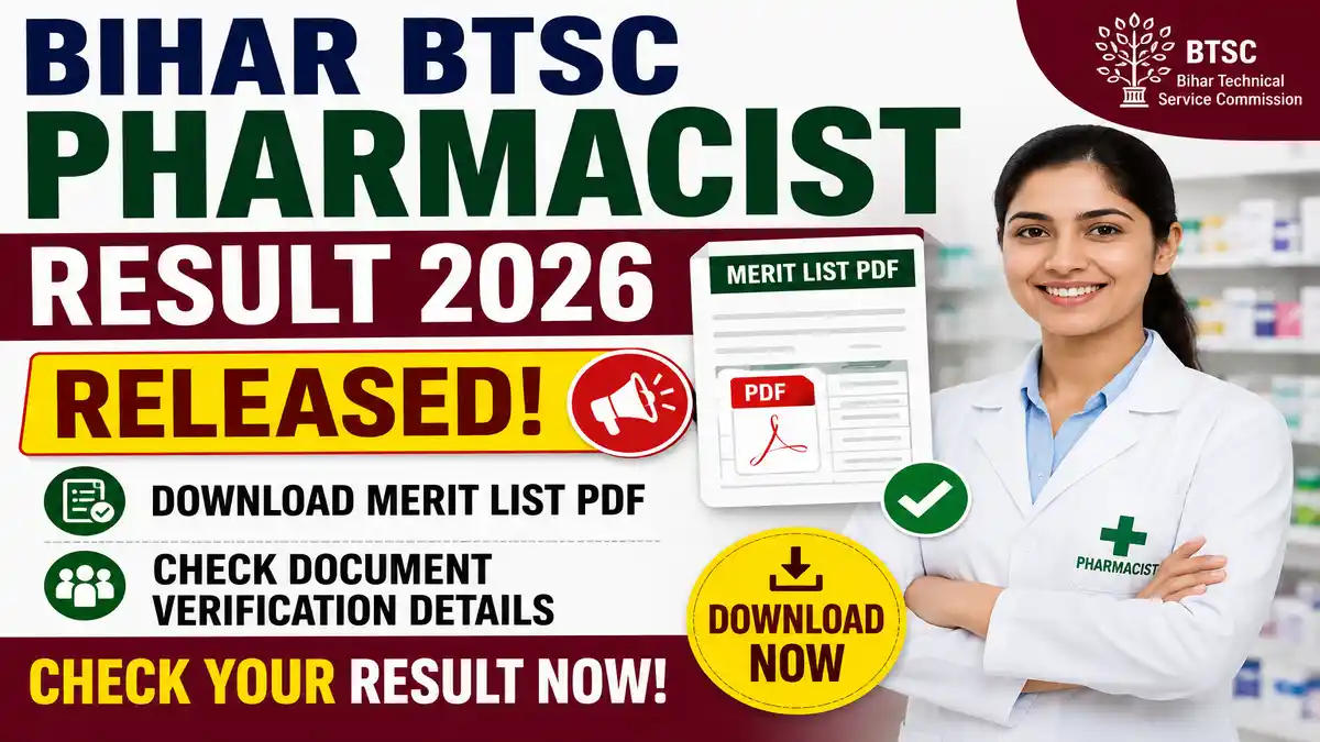 Bihar BTSC Pharmacist Result 2026